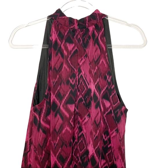 CUPCAKES AND CASHMERE Chiffon Trapeze Mini Shift Dress Halter Pink Black Size M - Picture 4 of 9